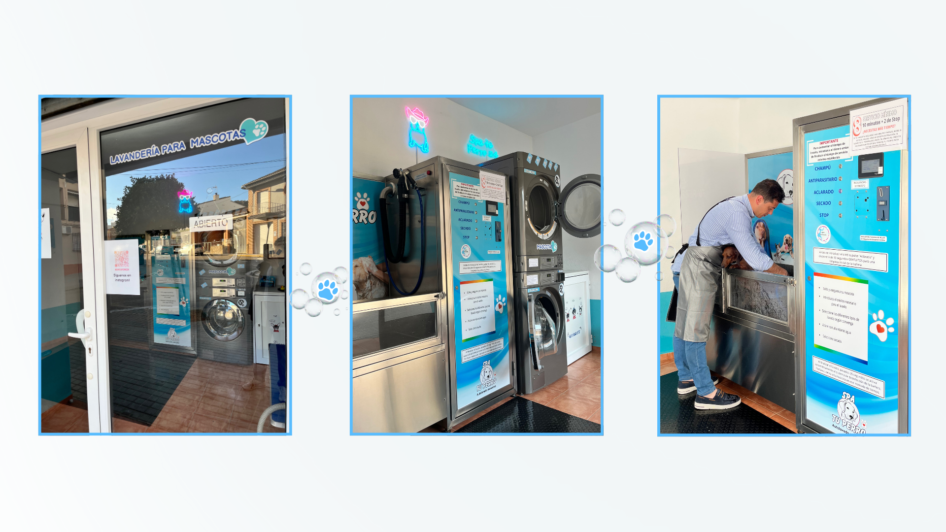 Entrada al autolavado Spa tu perro en Montserrat espacio limpio y moderno para cuidar a tu mascota