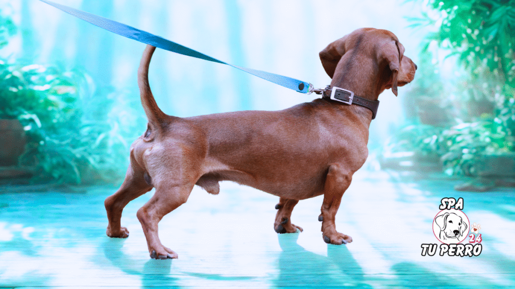 Perro durante su paseo antes del baño del perro en Spa Tu Perro 24 Montserrat